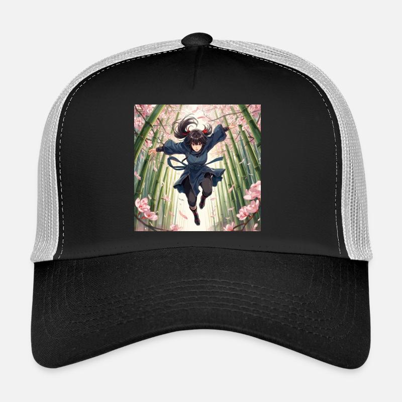 Bamboo heroine in the cherry blossom path - Trucker Cap - black/stone grey