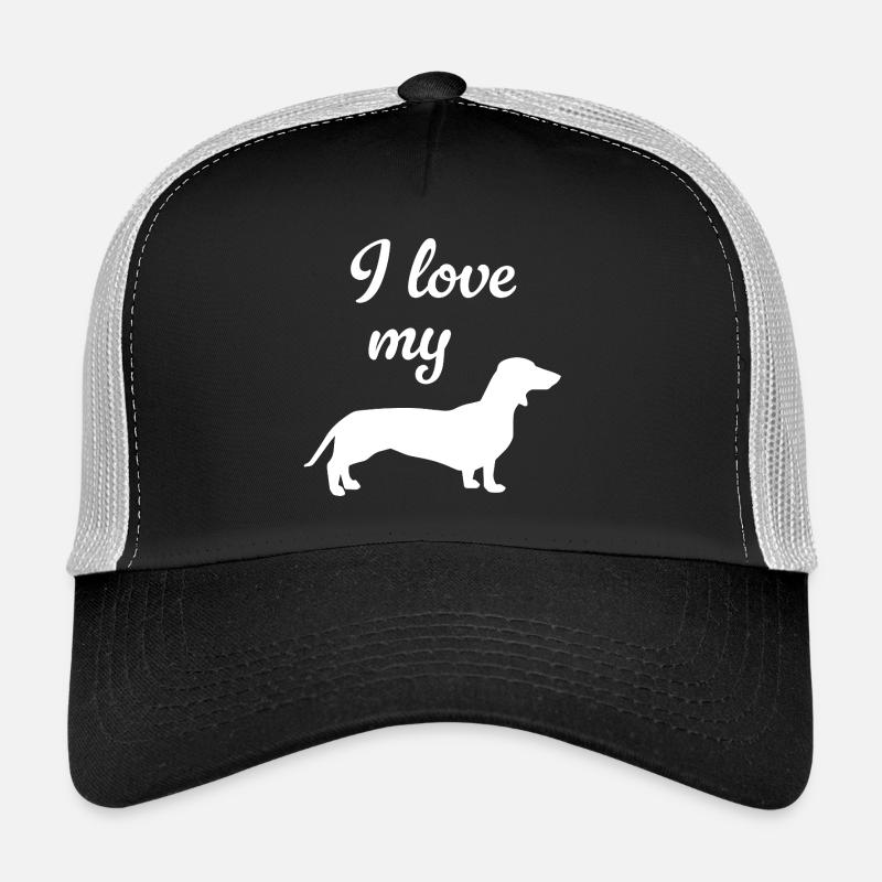 J’adore mon chien teckel, maître éventail, patte de maîtresse Casquette trucker 