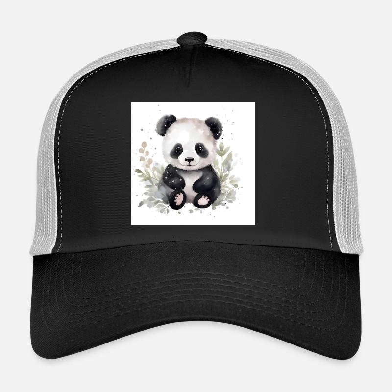 Panda câlin ami en aquarelle Casquette trucker 