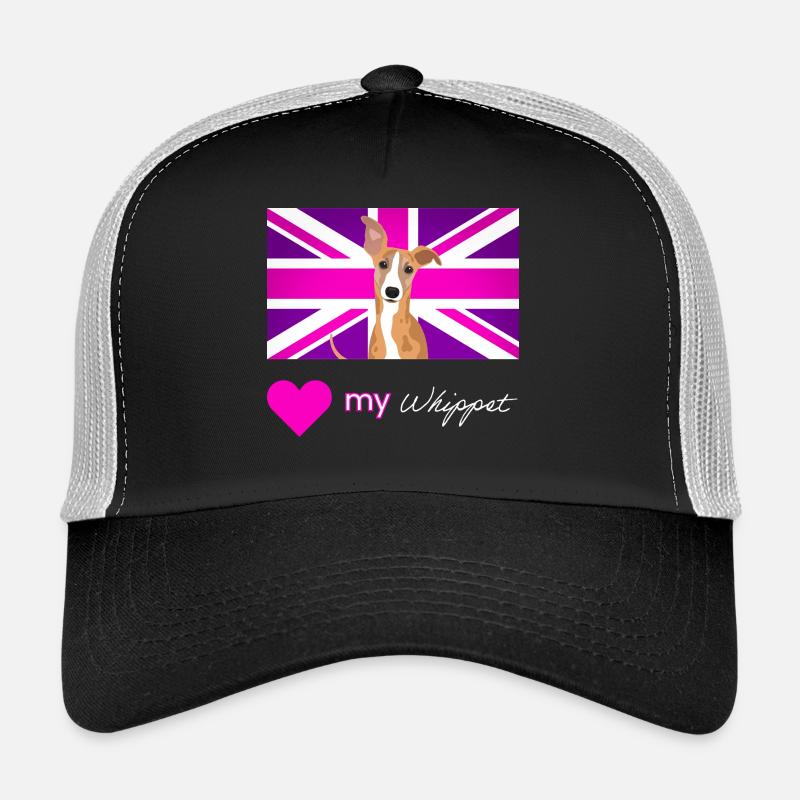 PURPLEWHIPPET (Weißer Text, Lebendig) - Trucker Cap - Schwarz/Steingrau