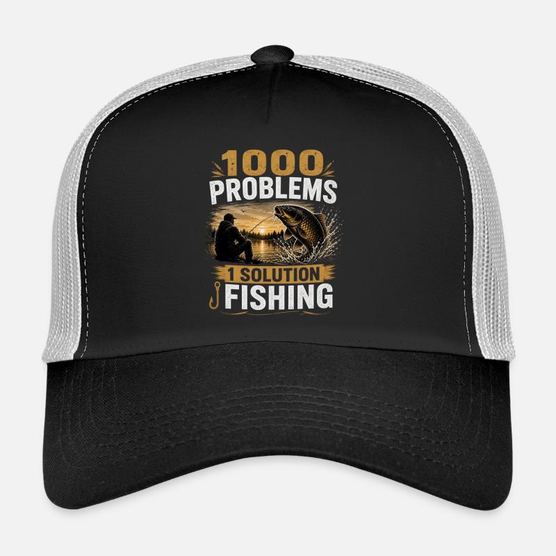 1000 Problems 1 Solution Carp Fishing Design - Trucker Cap - black/stone grey