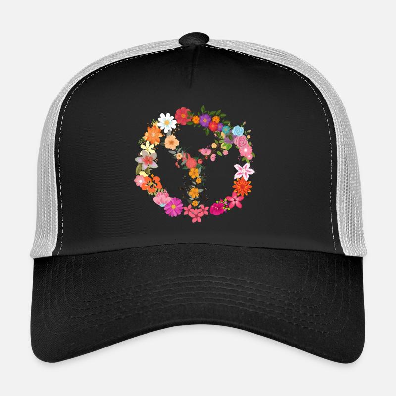 Flower Power Peace Symbol Trucker Cap