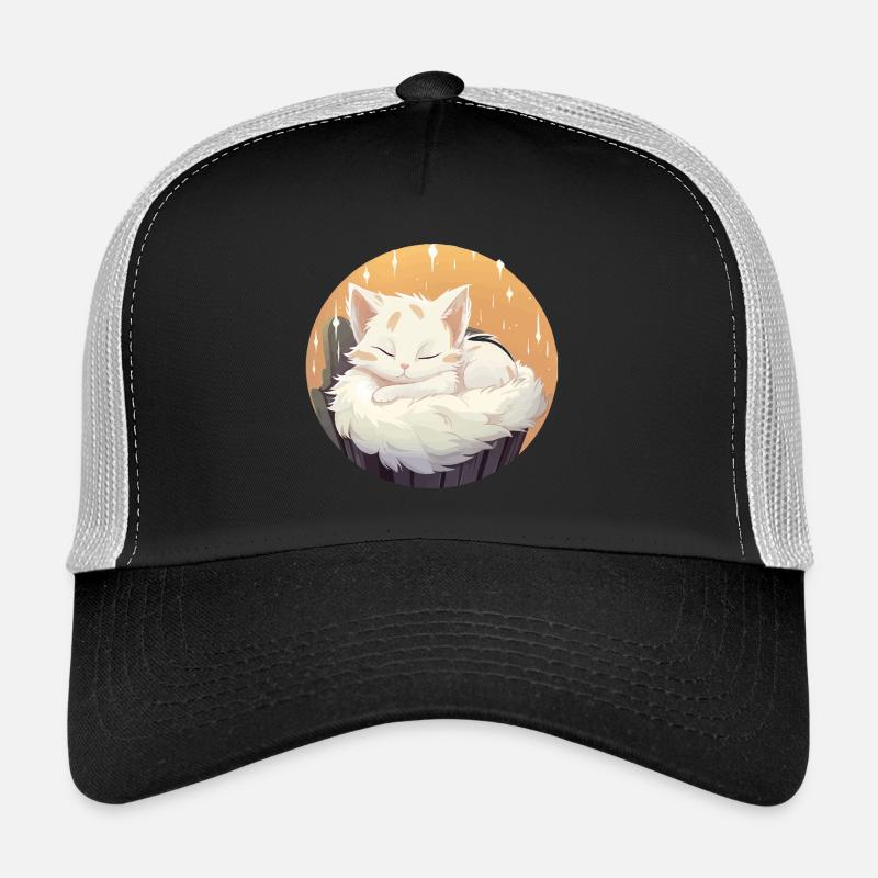 Chat endormi en cercle Casquette trucker 