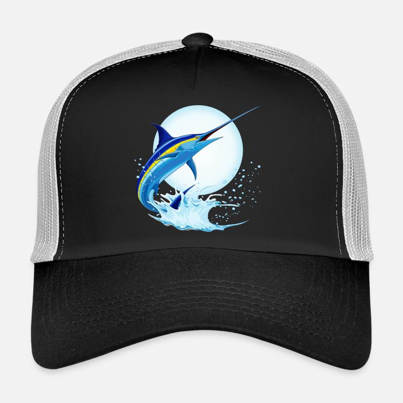 Blauer Marlin-Schwertfisch springt aus dem Ozean Trucker Cap