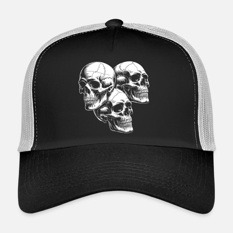 Silhouette de crâne à trois Casquette trucker 