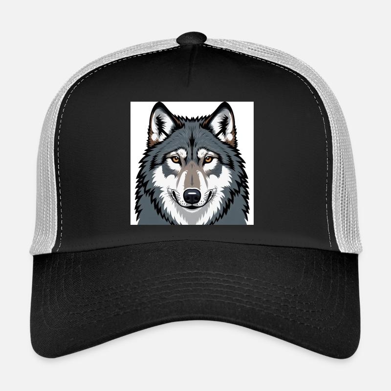 Wolf Illustrative Portrait - Trucker Cap - black/stone grey