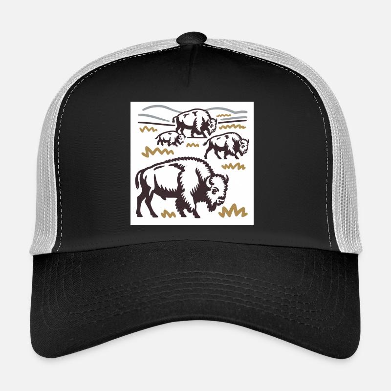 Troupeau de bisons sur la steppe - Casquette trucker  - noir/gris pierre