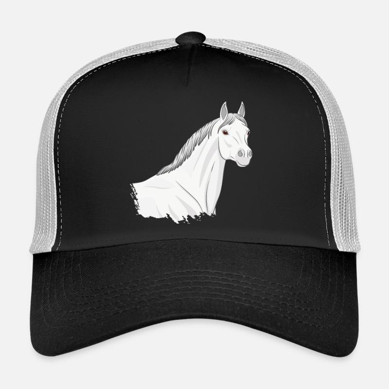 Der Kopf eines hellgrauen Abbayan-Pferdes - Trucker Cap - Schwarz/Steingrau