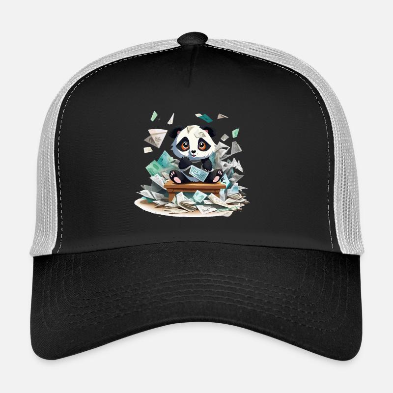 Pluie d’argent panda à la table Casquette trucker 