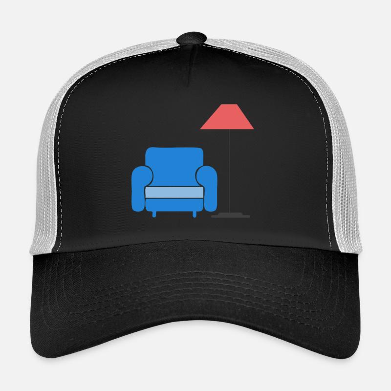 canapé canapé chaise chaise chaise table lamp lampe benc Casquette trucker 