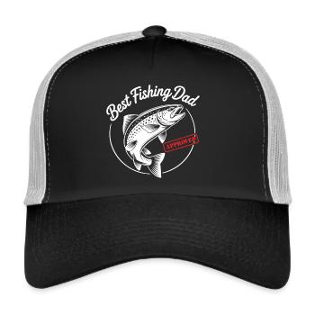 Bester Angelpapa Meilleur papa pêcheur approuvé - Casquette trucker  - noir/gris pierre - Devant