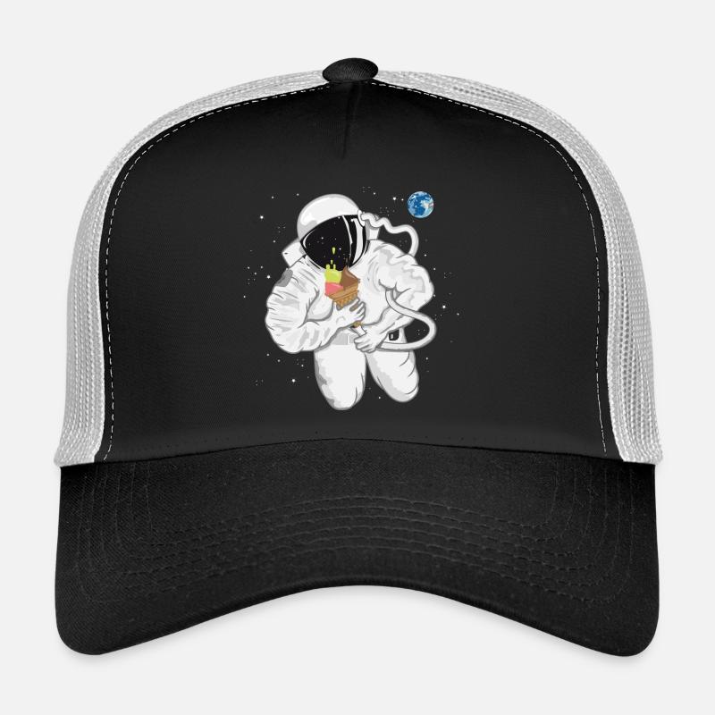 witziger Astronaut mit Eistüte im Weltall - Trucker Cap - Schwarz/Steingrau