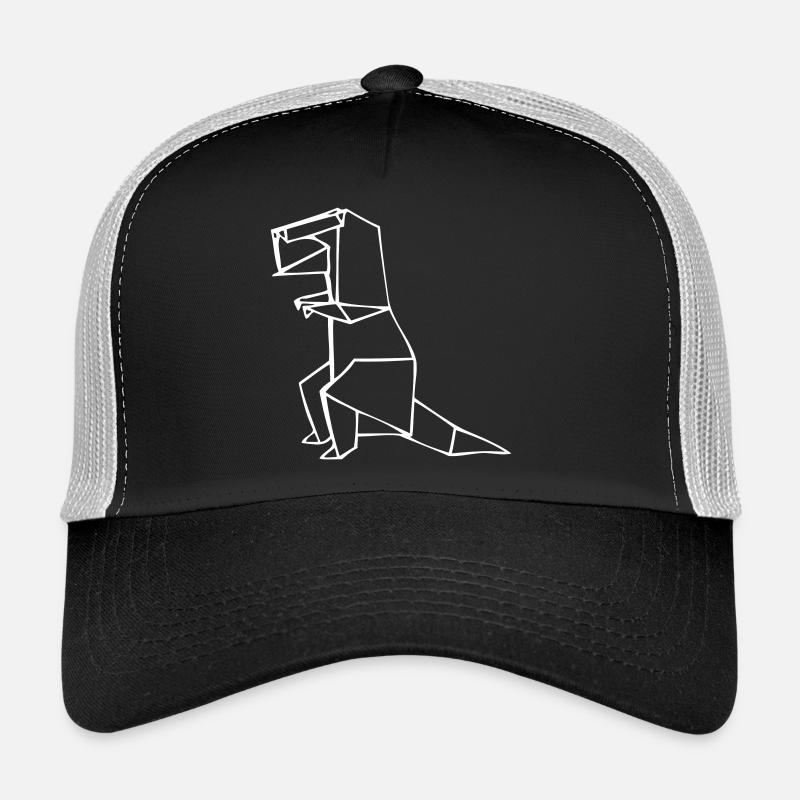 Dino Rex - T-Rex - Origami - Trucker Cap - Schwarz/Steingrau