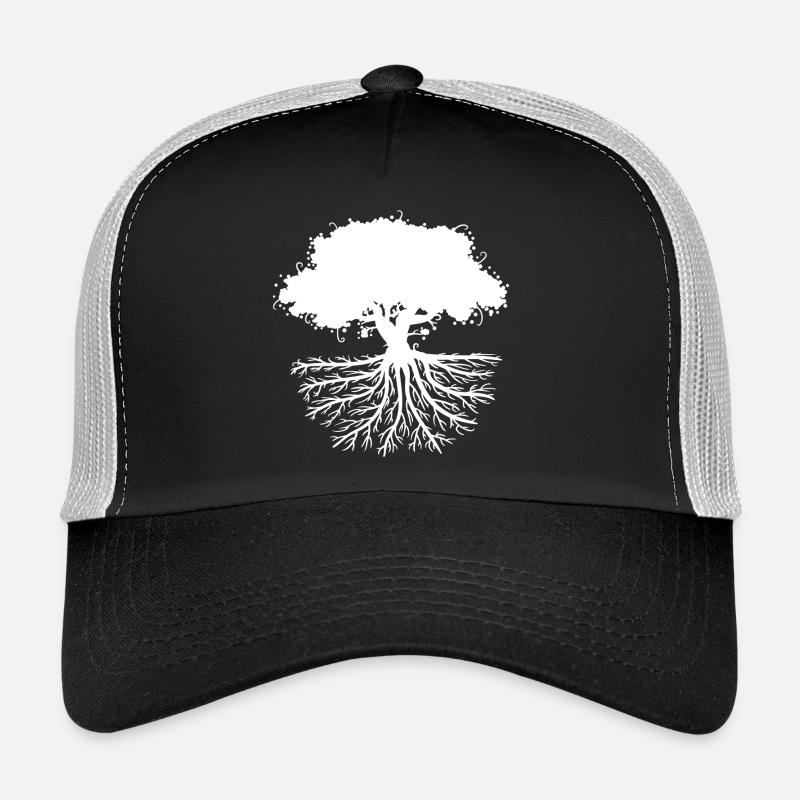 tree roots white Trucker Cap