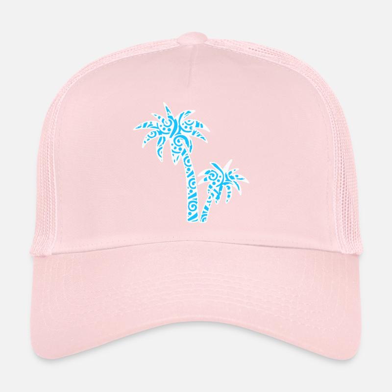 Tropic Wave Abstract Palm Design Trucker Cap
