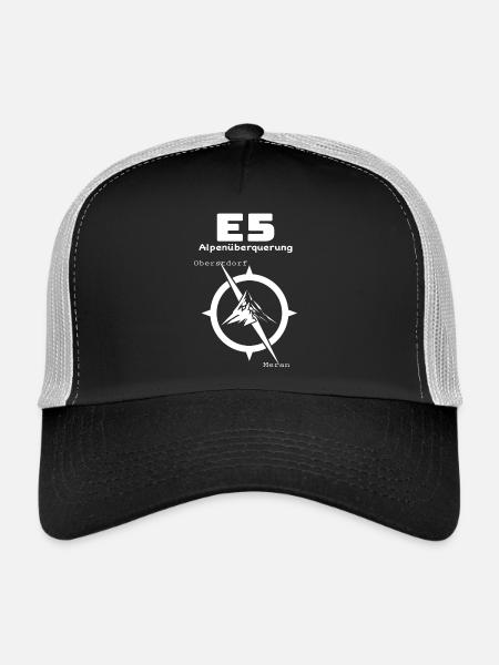 E5 Alpenüberquerung - Trucker Cap - Schwarz/Steingrau
