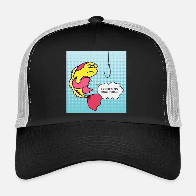Pop Art Fish Hooked Humor - Trucker Cap - black/stone grey