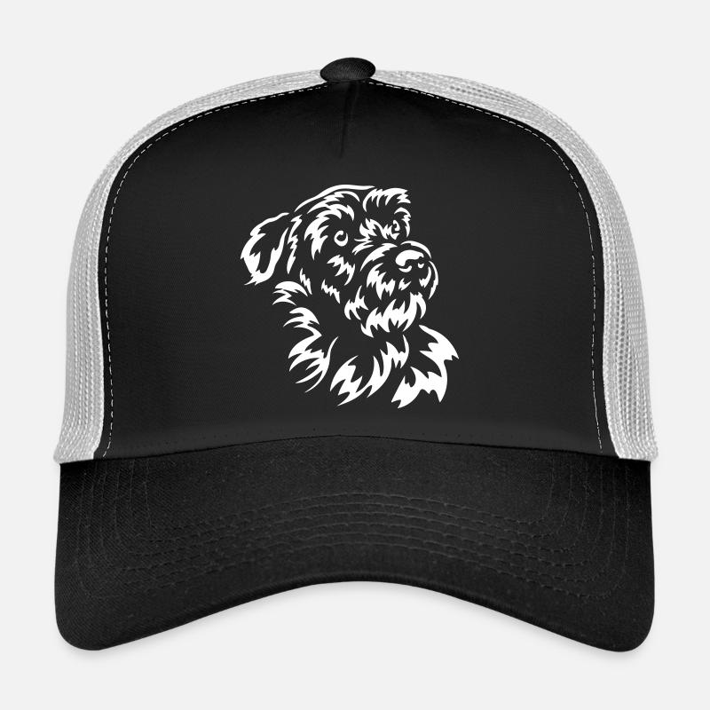 Kromfohrländer Kopf "Black Edition" - Trucker Cap - Schwarz/Steingrau
