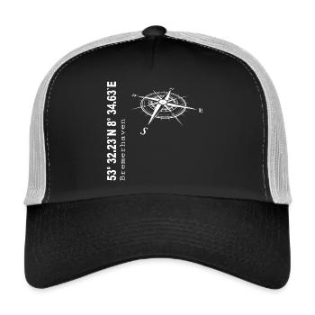 Koordinaten Bremerhaven - Trucker Cap - Schwarz/Steingrau - Vorne