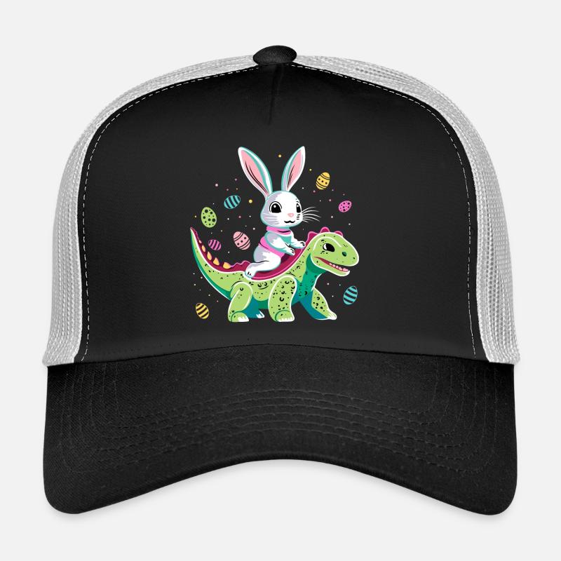 Osterhase reitet auf Dinosaurier Trucker Cap