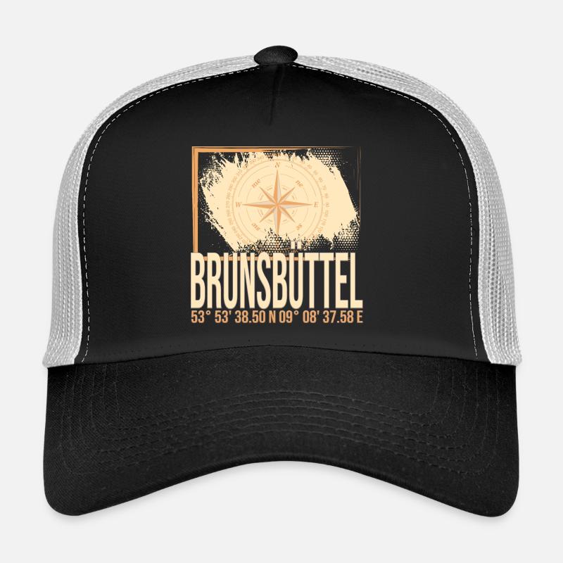 Brunsbüttel Koordinaten - Trucker Cap - Schwarz/Steingrau