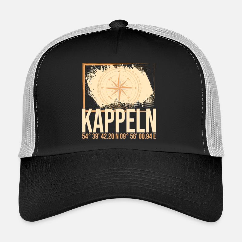 Kappeln Koordinaten - Trucker Cap - Schwarz/Steingrau