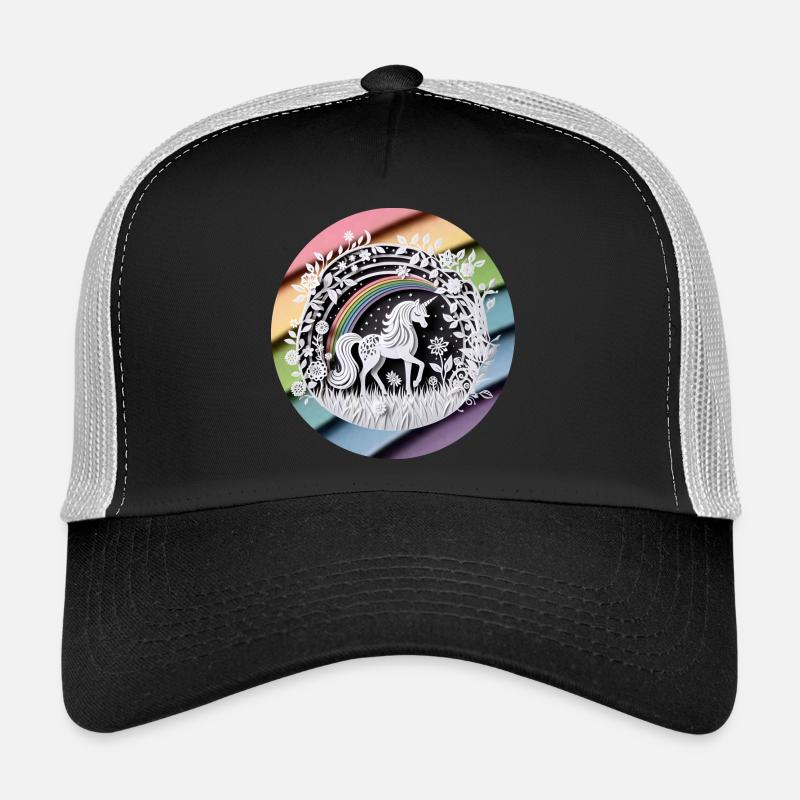 Mignon licorne arc-en-ciel papier découpé Casquette trucker 