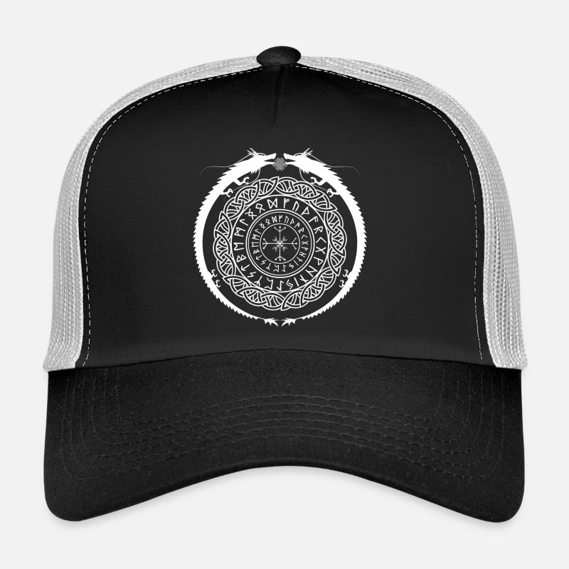 Nordischer Runen-Kreislauf mit Drachen - Trucker Cap - Schwarz/Steingrau