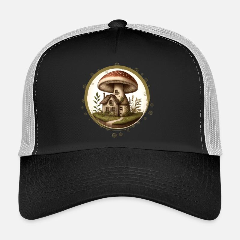 Conception d’un champignon comme une maison de conte de fées dans la forêt Casquette trucker 