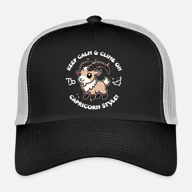 Ruhe bewahren und weiterklettern – Steinbock Style - Trucker Cap - Schwarz/Steingrau