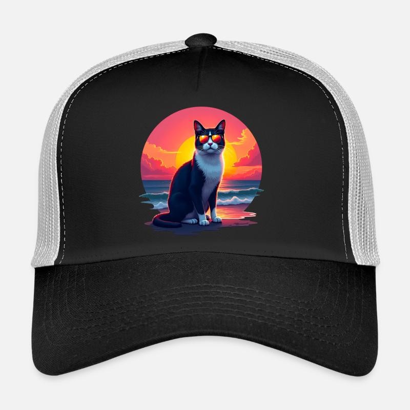 Cat on the beach - Trucker Cap - black/stone grey