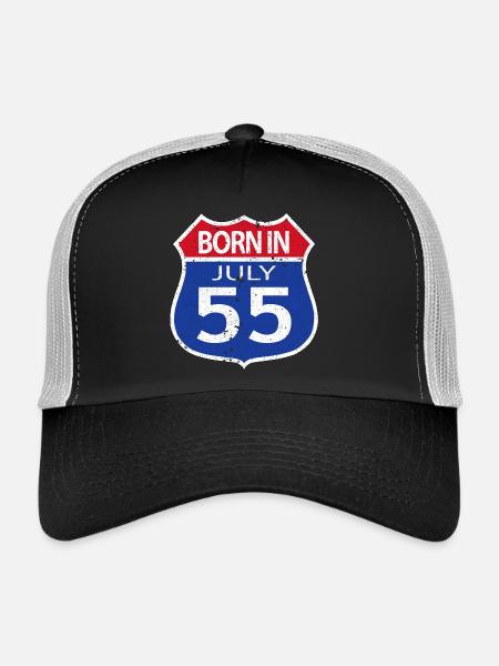 Né(e) en Juillet 1955 - Casquette trucker  - noir/gris pierre - Devant