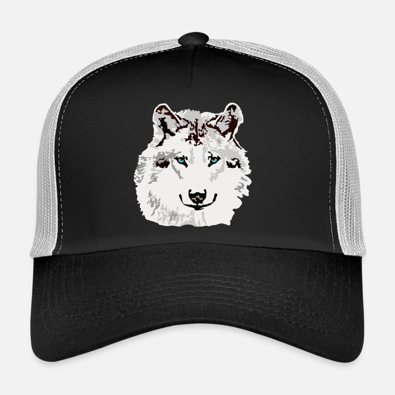 White wolf blue eyes Trucker Cap