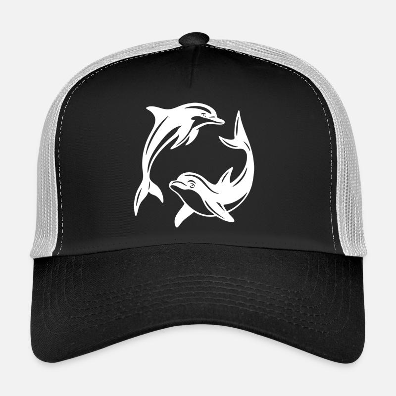 Dolphin Circle Design for Eco-Friendly Apparel - Trucker Cap - black/stone grey