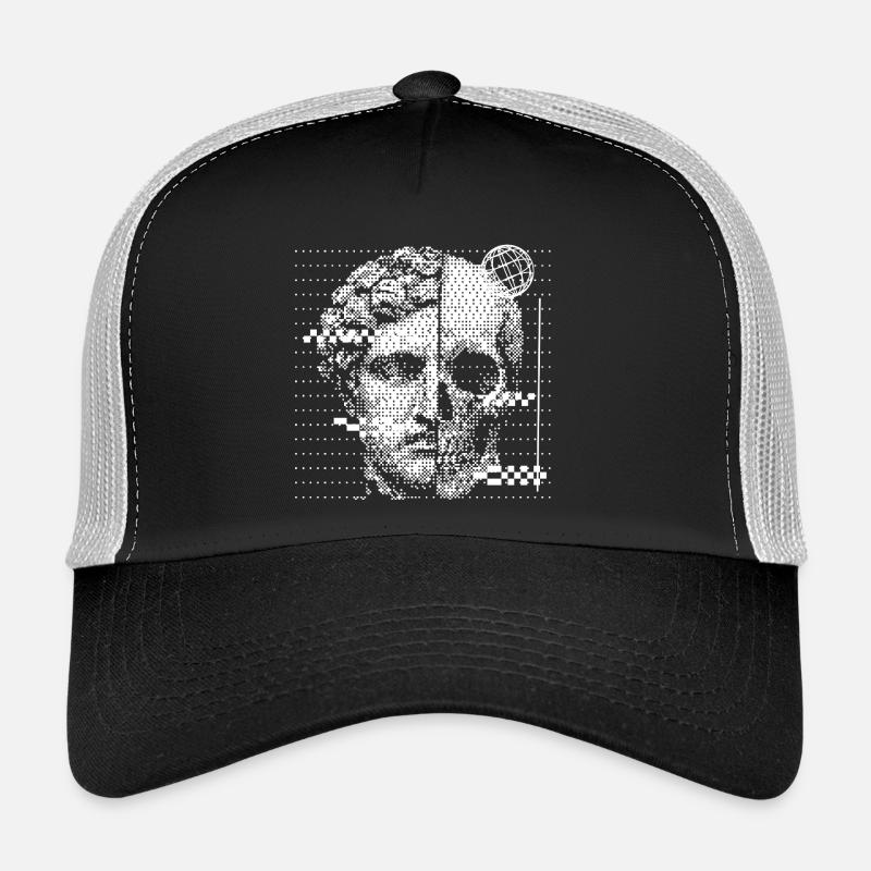 Portrait numérique de crâne avec accent de globe Casquette trucker 