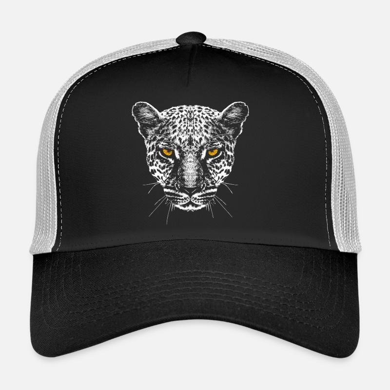 Leopard / Kopf / Augen - Trucker Cap - Schwarz/Steingrau
