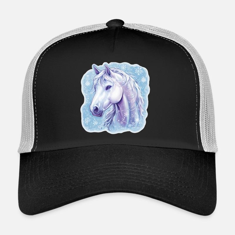 Pferd Schneeflocken  - Trucker Cap - Schwarz/Steingrau