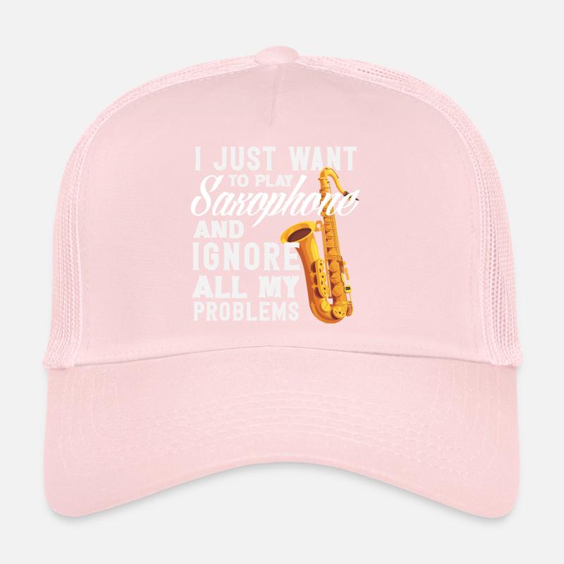 Playing the Saxophone Ignoring All Problems Trucker Cap