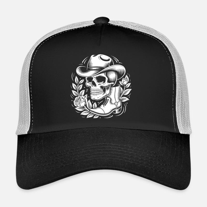 Skelett Cowboy mit Blattkranz Trucker Cap