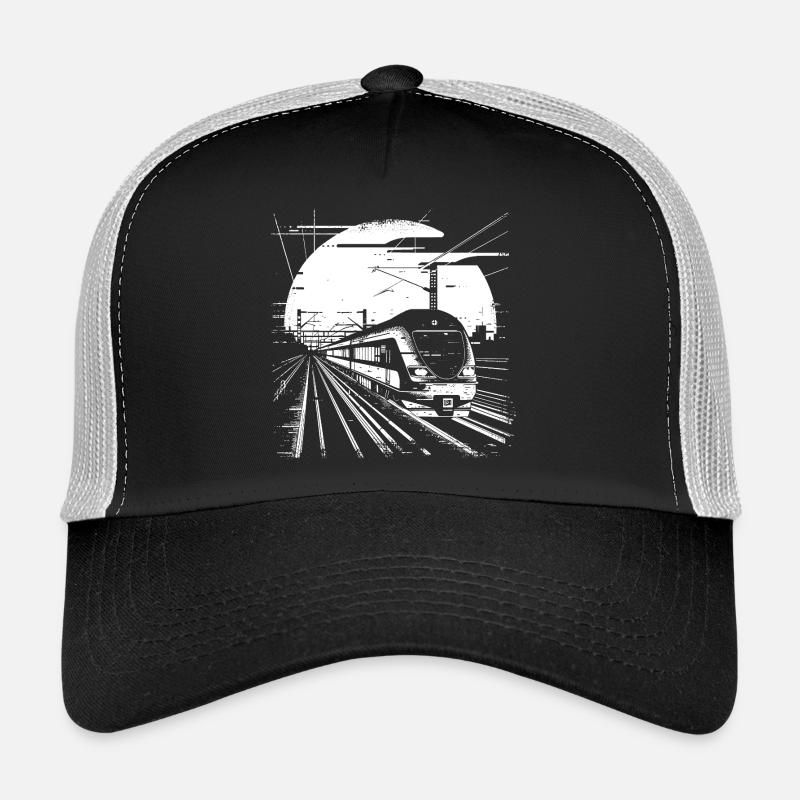 Eisenbahn Zeichnung - Trucker Cap - Schwarz/Steingrau