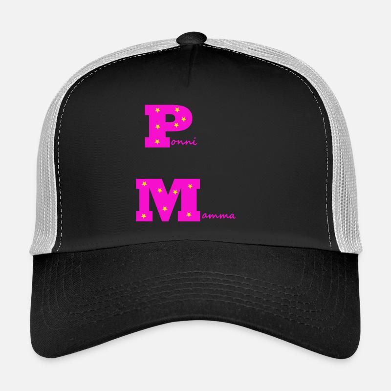 Pony-Mama rosa mit Sternen - Trucker Cap - Schwarz/Steingrau