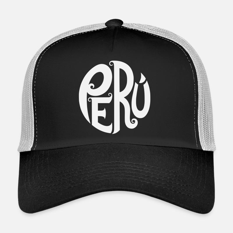 Pérou - Typographie ornée Casquette trucker 
