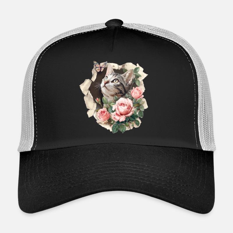 Cat and butterfly Trucker Cap