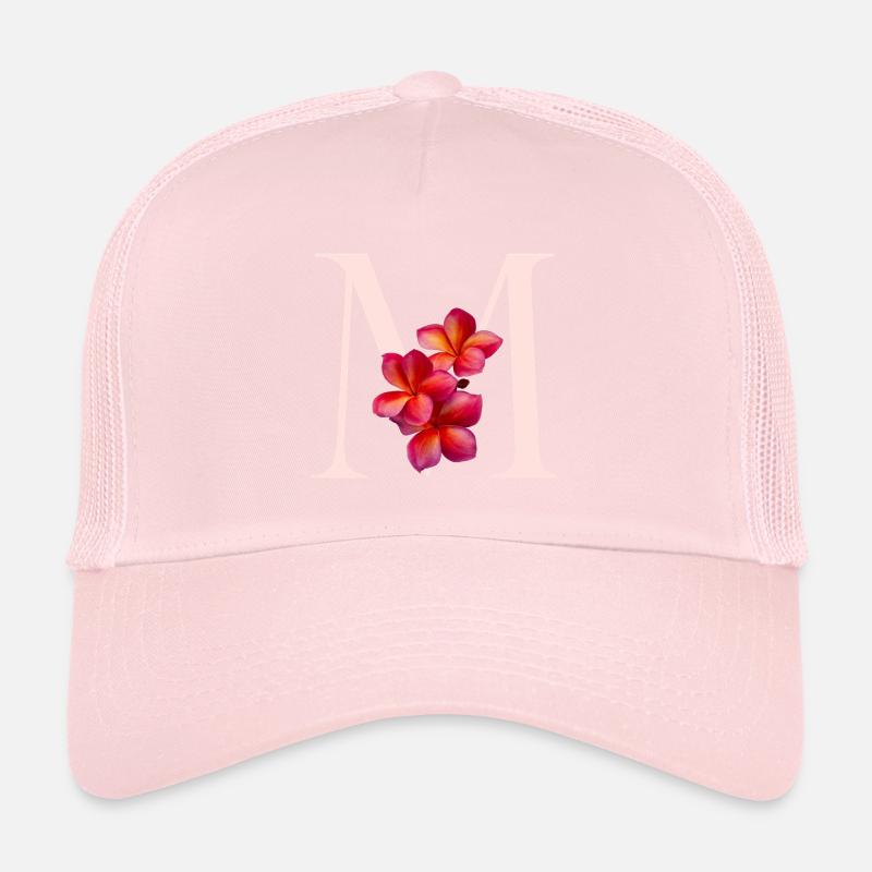 Monogramme M avec fleur rose Casquette trucker 