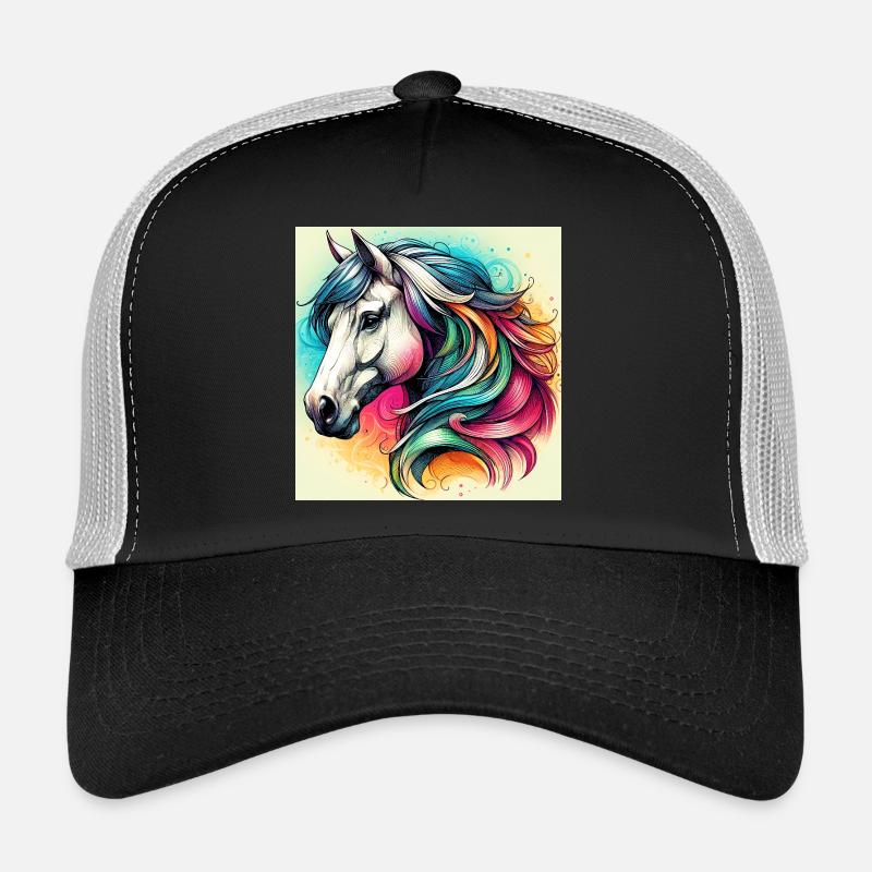 Pferd - Trucker Cap - Schwarz/Steingrau