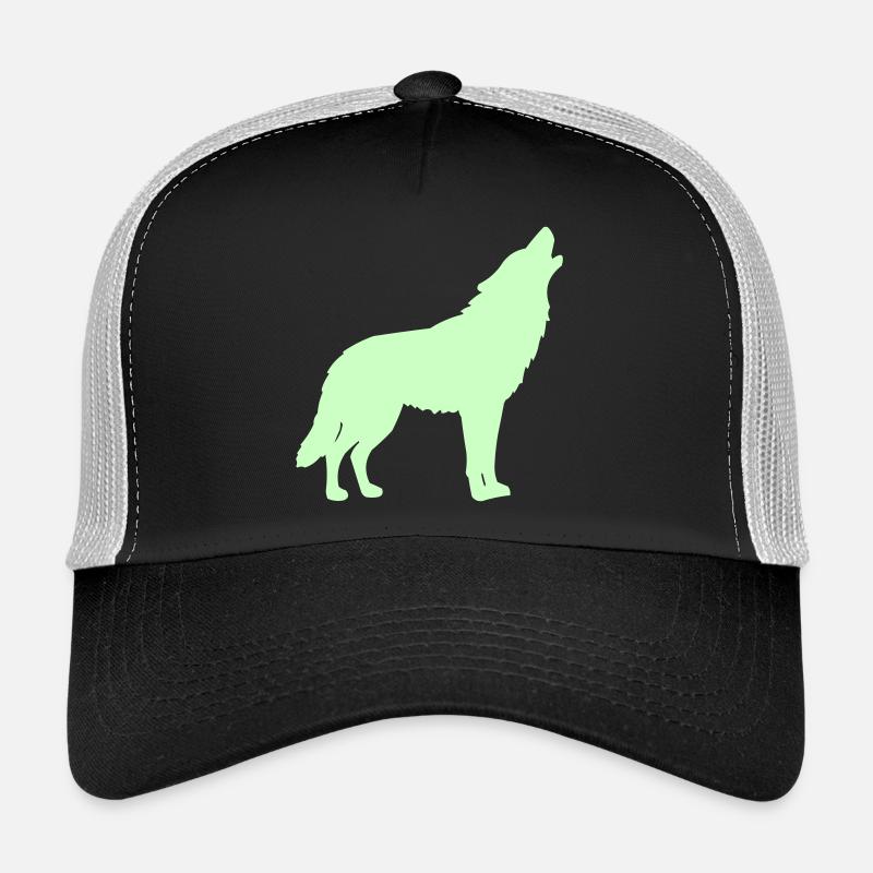 Wolfsilhouette Neon Grün Trucker Cap
