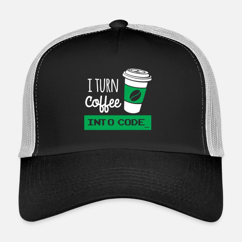 Ich drehe Kaffee in Code-Entwickler Trucker Cap