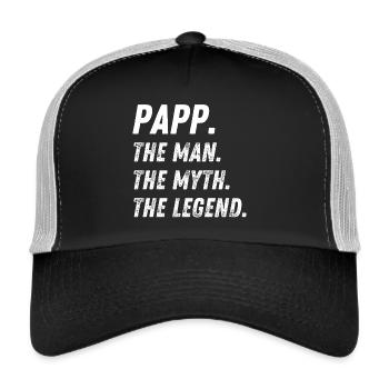 Papp. Der Mensch. Der Mythos. Die Legende. - Trucker Cap - Schwarz/Steingrau - Vorne