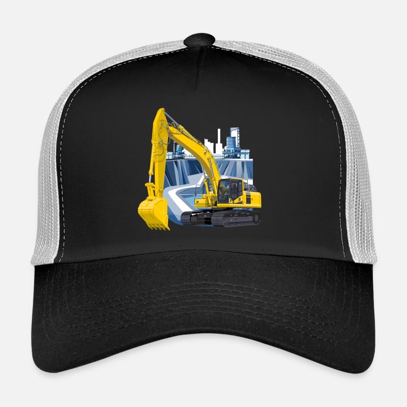 Bagger im Steinbruch - Trucker Cap - Schwarz/Steingrau