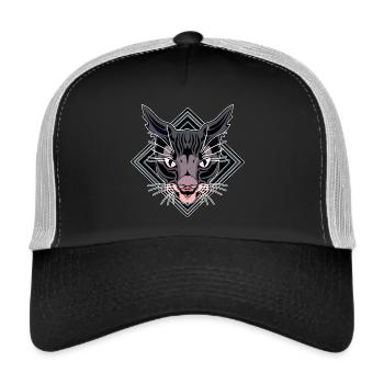Stylized Panther Head Design - Trucker Cap - black/stone grey - Front